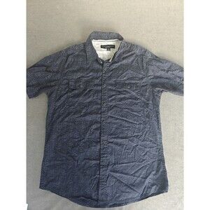 Truth Substance Mens Medium Button Front Shirt Blue Patterned Casual